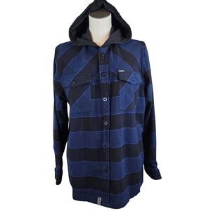 Lifted Rearch Group LRG Hooded Flannel Jacket Shacket Plaid Blue Men’s XL